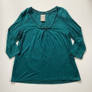 NWT Anthropologie Green V-neck Top